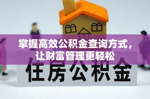 新津掌握高效公积金查询方式，让财富管理更轻松